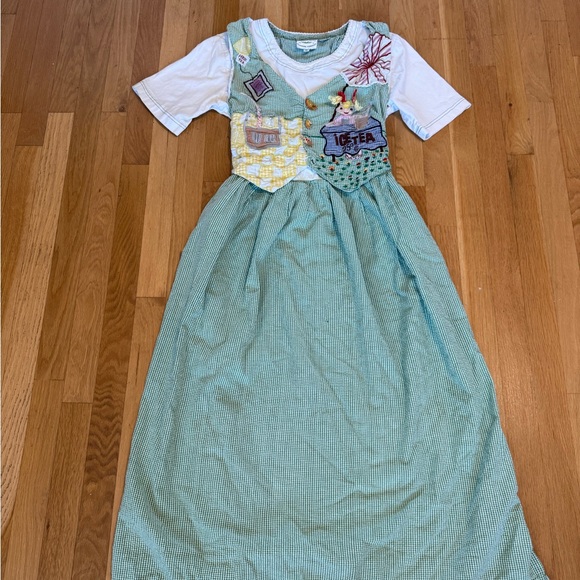 VTG 90s Country Wear Iced Tea Novelty Appliqué Dress Gingham 3D Buttons Size 10 - Picture 9 of 12